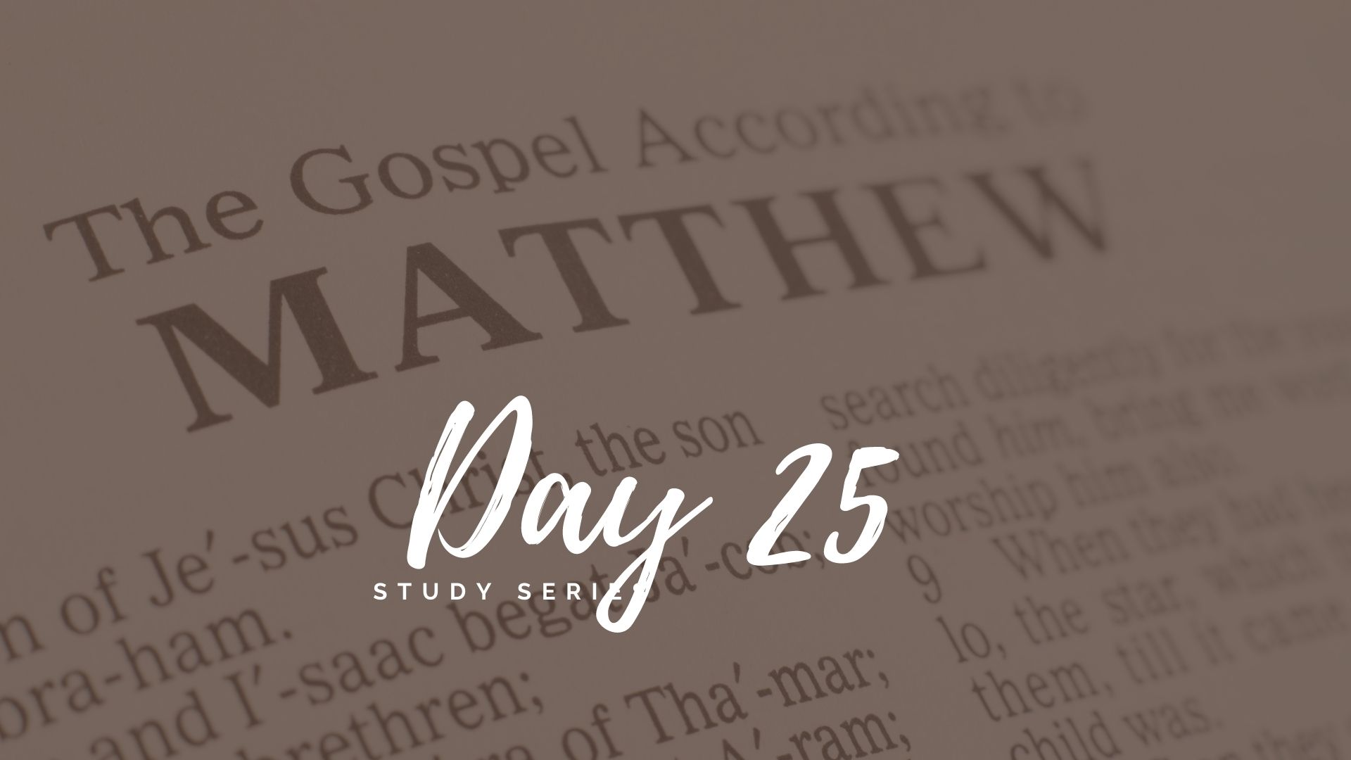 Matthew Bible Study Series Day 25