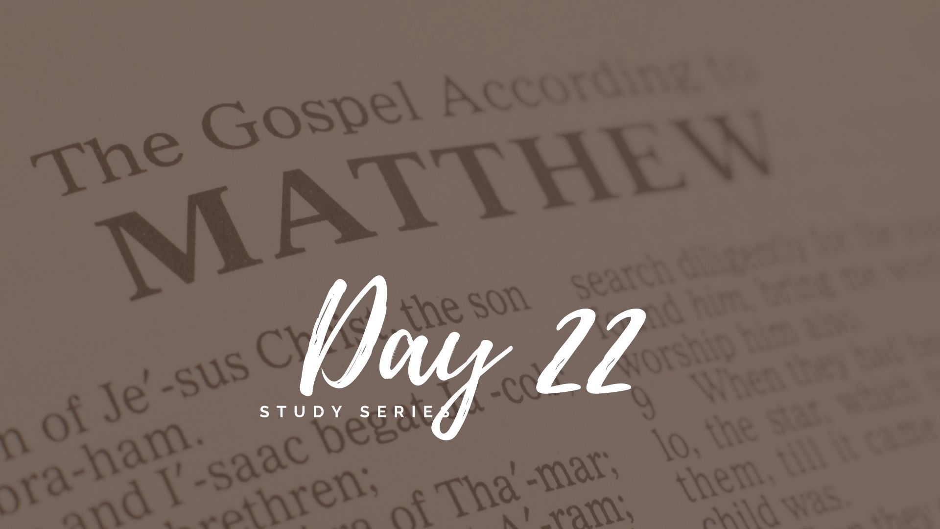 Matthew Bible Study Series Day 22